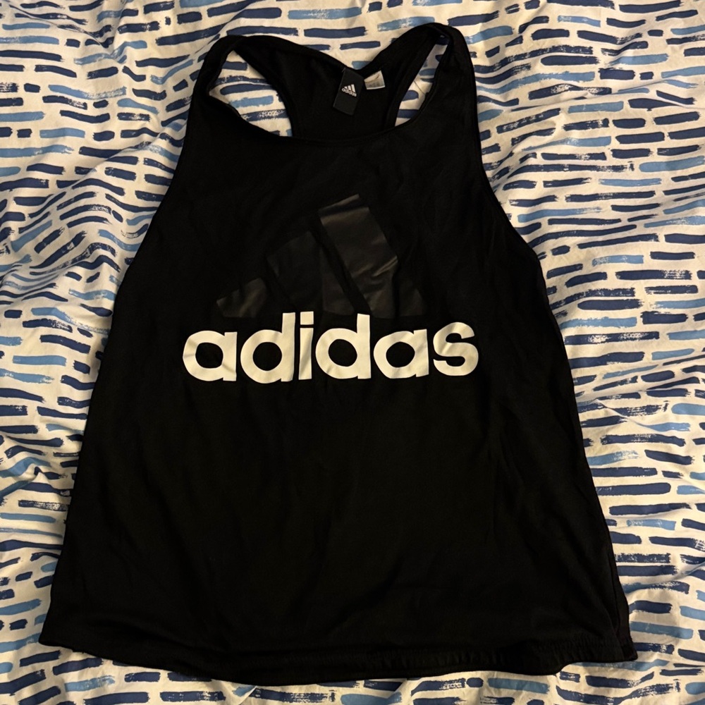 Adidas Black and White Logo Tank Top